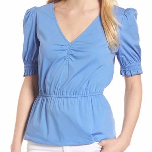 Hinge Ruched Poplin Top Blouse NEW SIze Small New